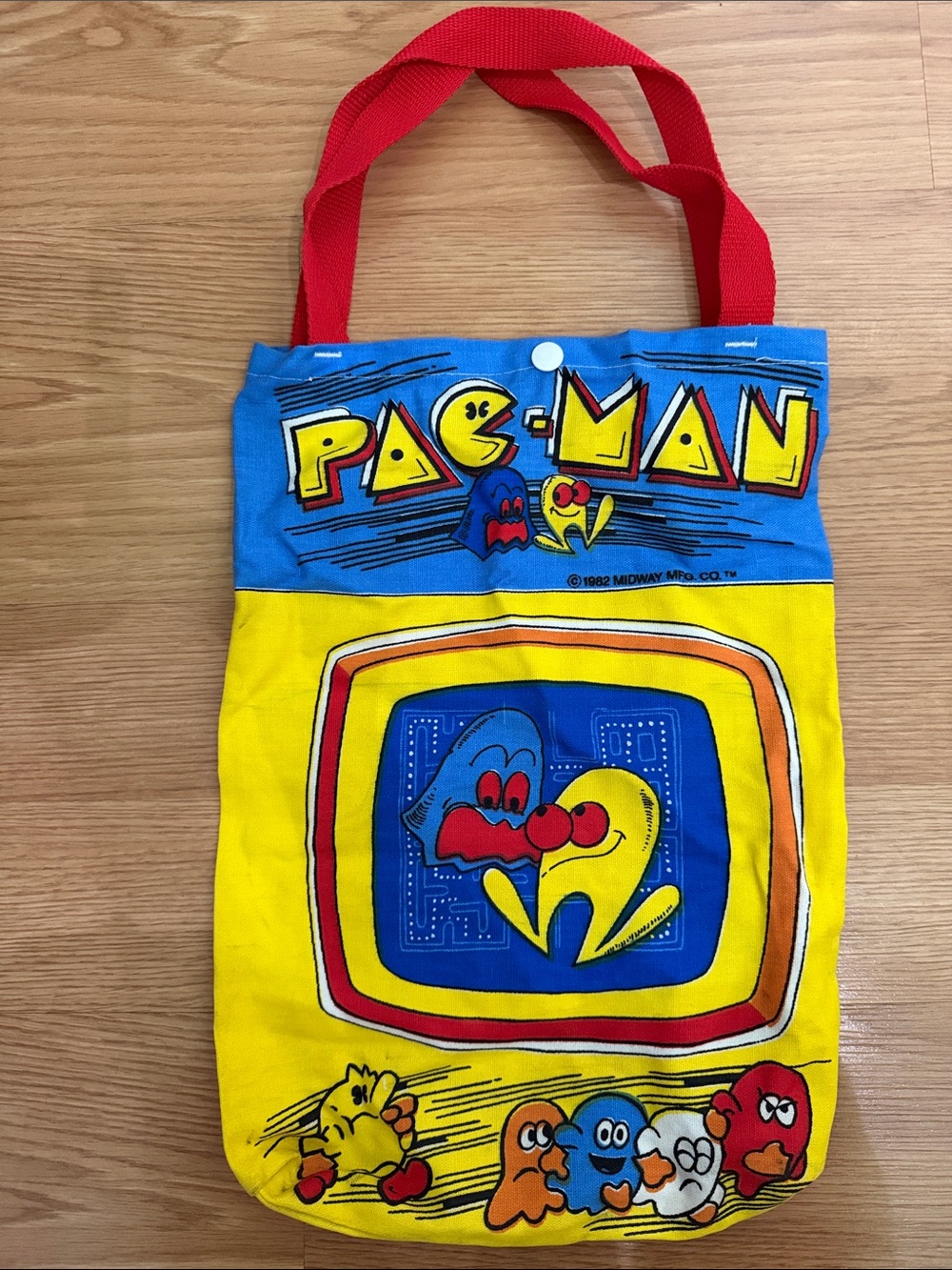 Vintage Pac-Man Arcade Canvas Tote Bag 1982